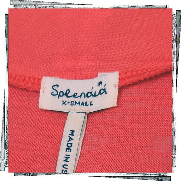 Peacock Red Mixed Media Popover Top w/ Roll Tab Sleeves (S) by Splendid - Picture 3 of 3